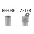 Aluminum 1 5/8" (Fits 1 5/8" OD Actual) Rail End Before & After Installation Shown